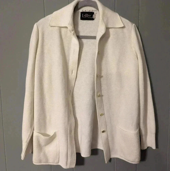 White Knitted LeRoy Cardigan Size Small - Picture 1 of 5
